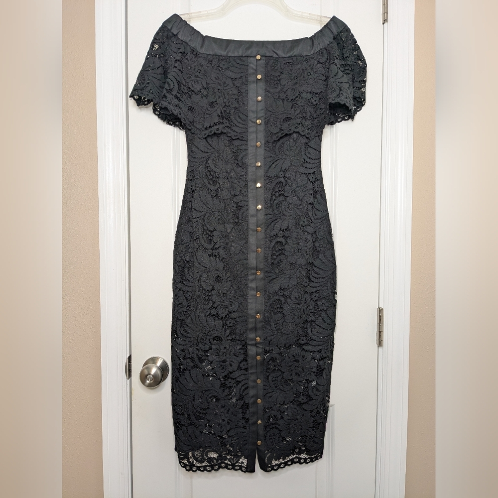 KEEPSAKE the Label Charcoal Lace Midi Dress